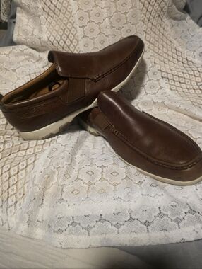 Cole Haan Brown Leather Slip-On Loafers with White Sole
